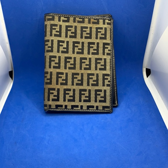 FENDILeather-Trimmed Zucchino Wallet Authentic